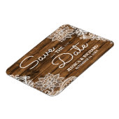 Rustic Barn Wood en Lace | Datum opslaan Magneet (Linkerzijde)