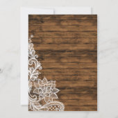 Rustic Barn Wood en Lace Wedding Invitation Kaart (Achterkant)