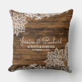 Rustic Barn Wood en Lace Wedding Pillow Kussen (Voorkant)