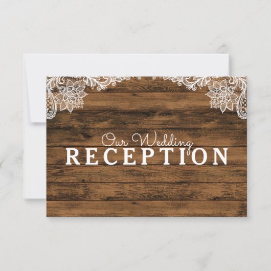 Rustic Barn Wood en Lace Wedding Reception Kaart (Voorkant)