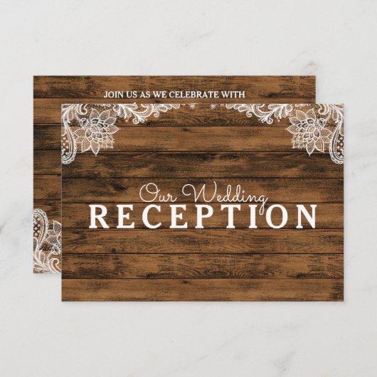 Rustic Barn Wood en Lace Wedding Reception Kaart (Voorkant / Achterkant)
