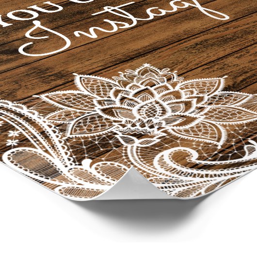 Rustic Barn Wood en Lace Wedding Sign Poster (Hoek)