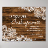 Rustic Barn Wood en Lace Wedding Sign Poster (Voorkant)