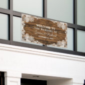 Rustic Barn Wood en Lace Wedding Spandoek (Buitenkant Gebouw)