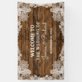 Rustic Barn Wood en Lace Wedding Spandoek (Verticaal)