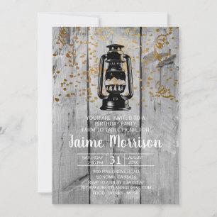 Rustic Barn Wood en Lantern Picnic Birthday Party Kaart