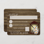 Rustic Barn Wood en Lantern Reactie RSVP Kaartje (Voorkant / Achterkant)