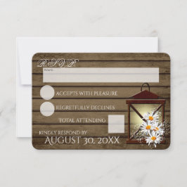 Rustic Barn Wood en Lantern Reactie RSVP Kaartje