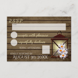 Rustic Barn Wood en Lantern Reactie RSVP Kaartje
