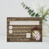Rustic Barn Wood en Lantern Reactie RSVP Kaartje (Staand voorkant)