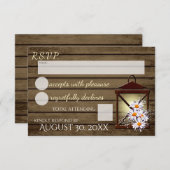 Rustic Barn Wood en Lantern Reactie RSVP Kaartje (Voorkant / Achterkant)