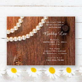 Rustic Barn Wood en Pearls Baby shower Kaart