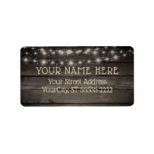 Rustic Barn Wood en String Lights Etiket (Voorkant)