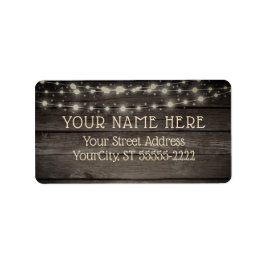 Rustic Barn Wood en String Lights Etiket