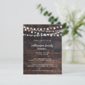 Rustic Barn Wood en String Lights Family Reunion Kaart (Staand voorkant)