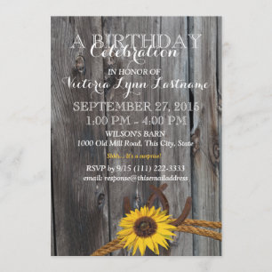 Rustic Barn Wood en Sunflower Birthday Kaart