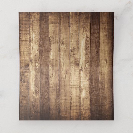 Rustic Barn Wood Fairy Lights Blank Folded Wedding Plaatskaartje (Binnenkant ongevouwen)