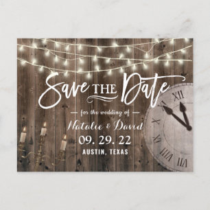 Rustic Barn Wood Fairytale Wedding Save the Date Aankondigingskaart