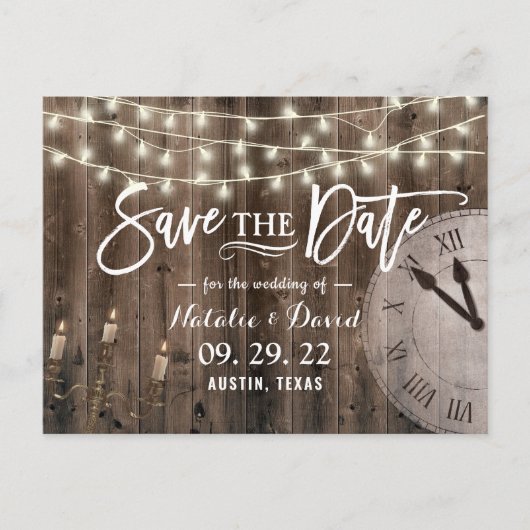 Rustic Barn Wood Fairytale Wedding Save the Date Aankondigingskaart (Voorkant)