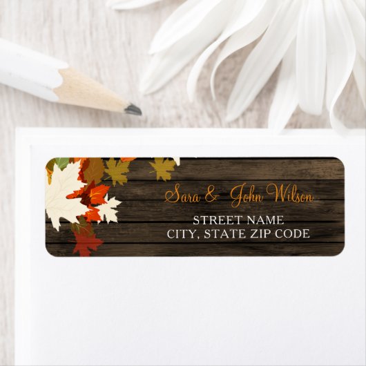 Rustic Barn Wood Fall Wedding address labels (Insitu)