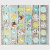 Rustic Barn Wood Familie Foto Reindekerst Cadeaupapier (Vlak)