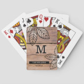 Rustic Barn Wood Familienaam Monogram Pokerkaarten (Achterkant)