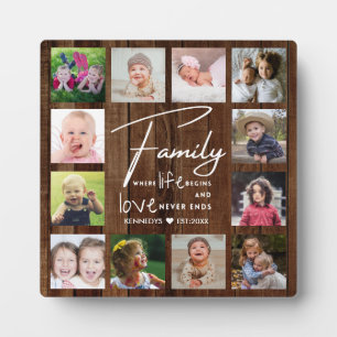 Rustic Barn Wood Family Quote 12 Photo Collage Fotoplaat