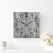 Rustic Barn Wood Farmhouse - Aangepaste familienaa Vierkante Klok (Huis)