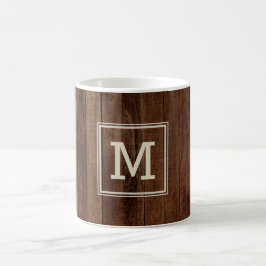 Rustic Barn Wood Farmhouse Monogrammed Koffiemok
