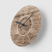 Rustic Barn Wood Farmhouse White Roman Numerals Ronde Klok (Hoek)