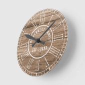 Rustic Barn Wood Farmhouse White Roman Numerals Ronde Klok (Hoek)