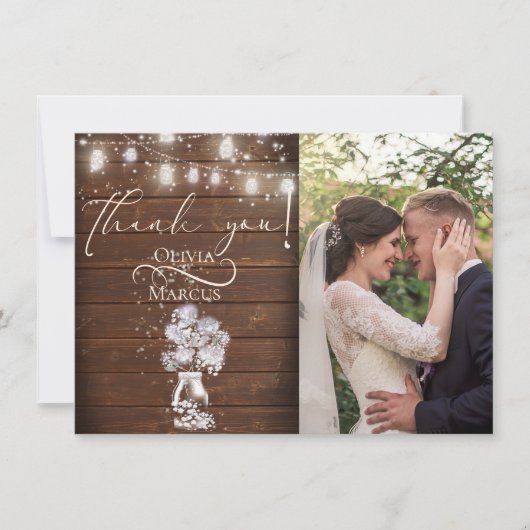 Rustic Barn Wood Fireflies Bedankkaart (Voorkant)