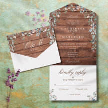 Rustic Barn Wood Floral Greenery Cascade Wedding