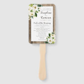 Rustic Barn Wood Floral Wedding Ceremony Programme Handwaaier (Voorkant)