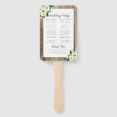 Rustic Barn Wood Floral Wedding Ceremony Programme Handwaaier (Achterkant)