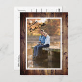 Rustic Barn Wood Foto bewaart ons huwelijk Briefkaart (Voorkant / Achterkant)