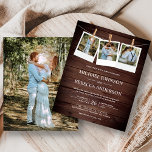 Rustic Barn Wood Fotobudget Weddenschap<br><div class="desc">Verrijk je gasten met deze elegante uitnodiging voor een bruiloft met een mooi plaatje van de clothesline foto op een rustige houten achtergrond. Voeg eenvoudig uw gebeurtenisdetails op deze makkelijk te gebruiken sjabloon toe en voeg deze kaart met uw favoriete foto's toe om tot het één-van-een-soort uitnodiging te maken.</div>
