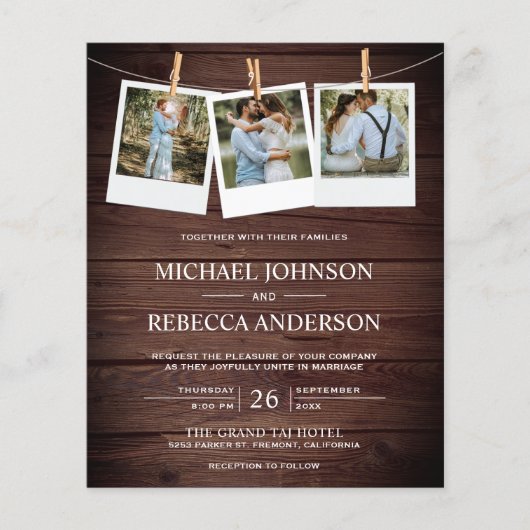 Rustic Barn Wood Fotobudget Weddenschap (Voorkant)