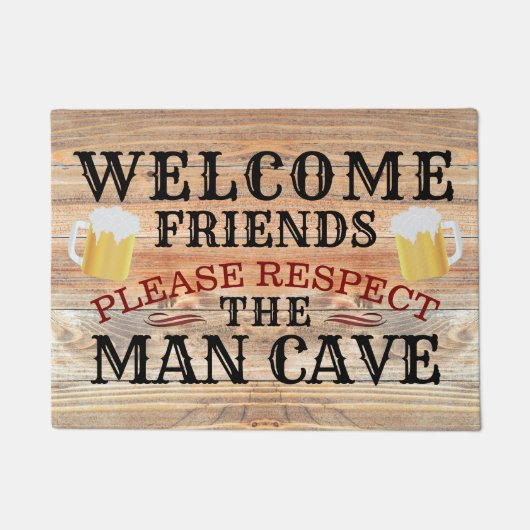 RUSTIC Barn Wood Funny BEER MAN CAVE | Welkom Deurmat (Voorkant)