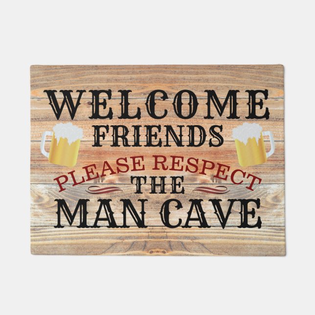 RUSTIC Barn Wood Funny BEER MAN CAVE | Welkom Deurmat (Voorkant)