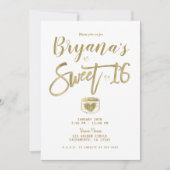 Rustic Barn Wood Gold & White Chic Sweet 16 Party Kaart (Voorkant)