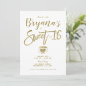 Rustic Barn Wood Gold & White Chic Sweet 16 Party Kaart (Staand voorkant)