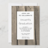 Rustic Barn Wood Graduation Party Invitation Kaart (Voorkant)