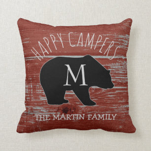 Rustic Barn Wood   Happy Campers Beer Monogram Kussen
