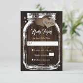 Rustic Barn Wood Hearts Mason Jar Wedding RSVP (Staand voorkant)