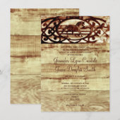 Rustic Barn Wood Horse Wedding Invitations Kaart (Voorkant / Achterkant)