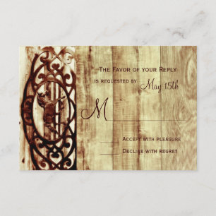 Rustic Barn Wood Horse Wedding RSVP-kaarten RSVP Kaartje