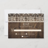 Rustic Barn Wood  Ivory Lace RSVP Kaartje (Voorkant)