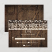 Rustic Barn Wood  Ivory Lace RSVP Kaartje (Voorkant / Achterkant)