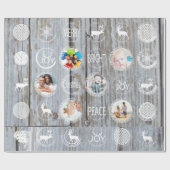 Rustic Barn Wood Kerstfamilie Foto Cadeaupapier (Vlak)